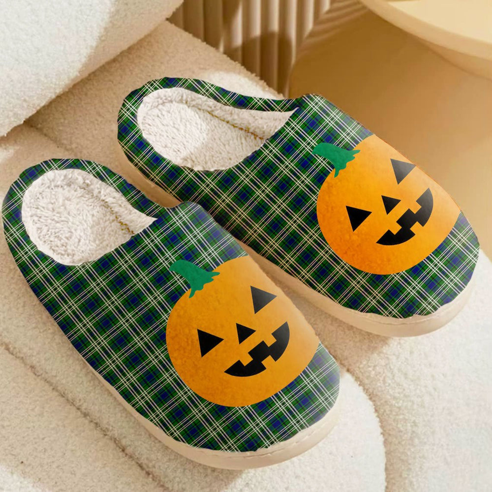 Clan Blackadder Tartan Halloween Pumpkin Slippers, Fluffy Spooky Slippers NG52 Blackadder Tartan Tartan Halloween   