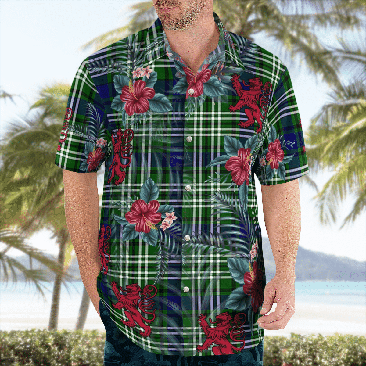Clan Blackadder Tartan Scottish Lion Hawaiian Shirt WK11 Blackadder Tartan Tartan Hawaii Shirt   