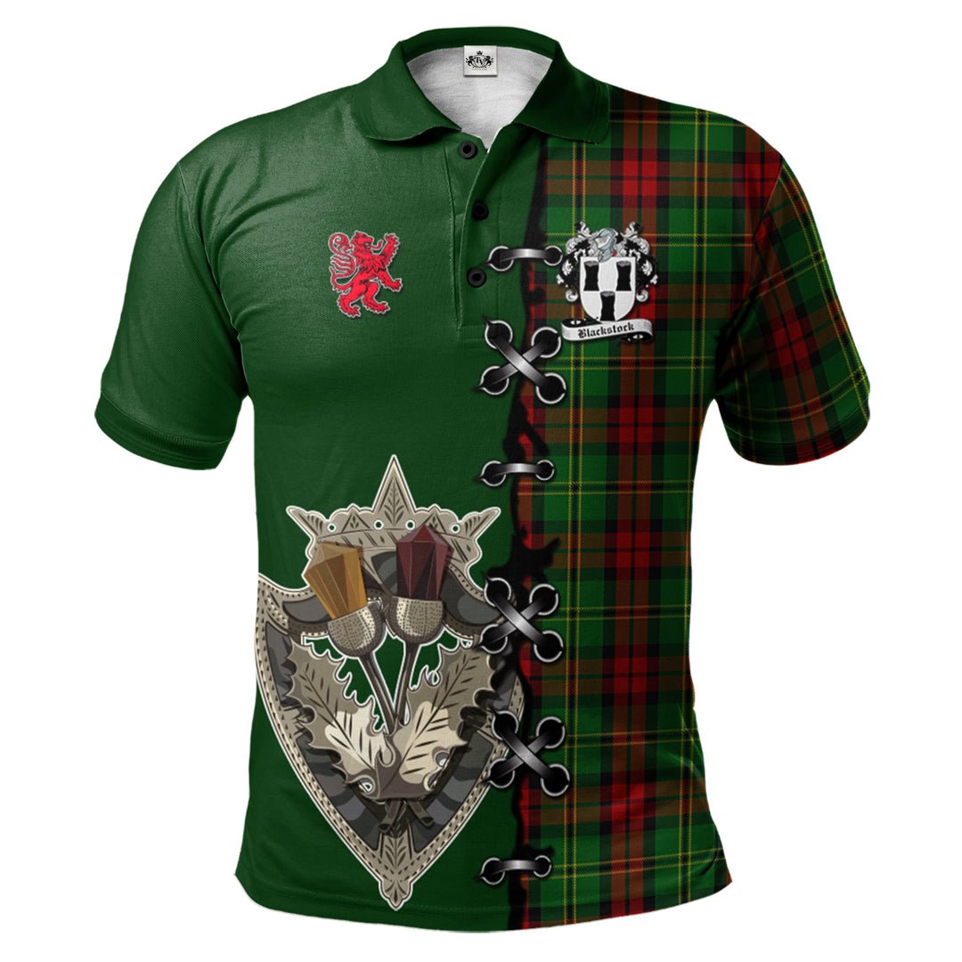 Clan Blackstock Hunting Tartan Polo Shirt - Lion Rampant And Celtic Thistle Style RD17 Blackstock Hunting Tartan Tartan Polo   