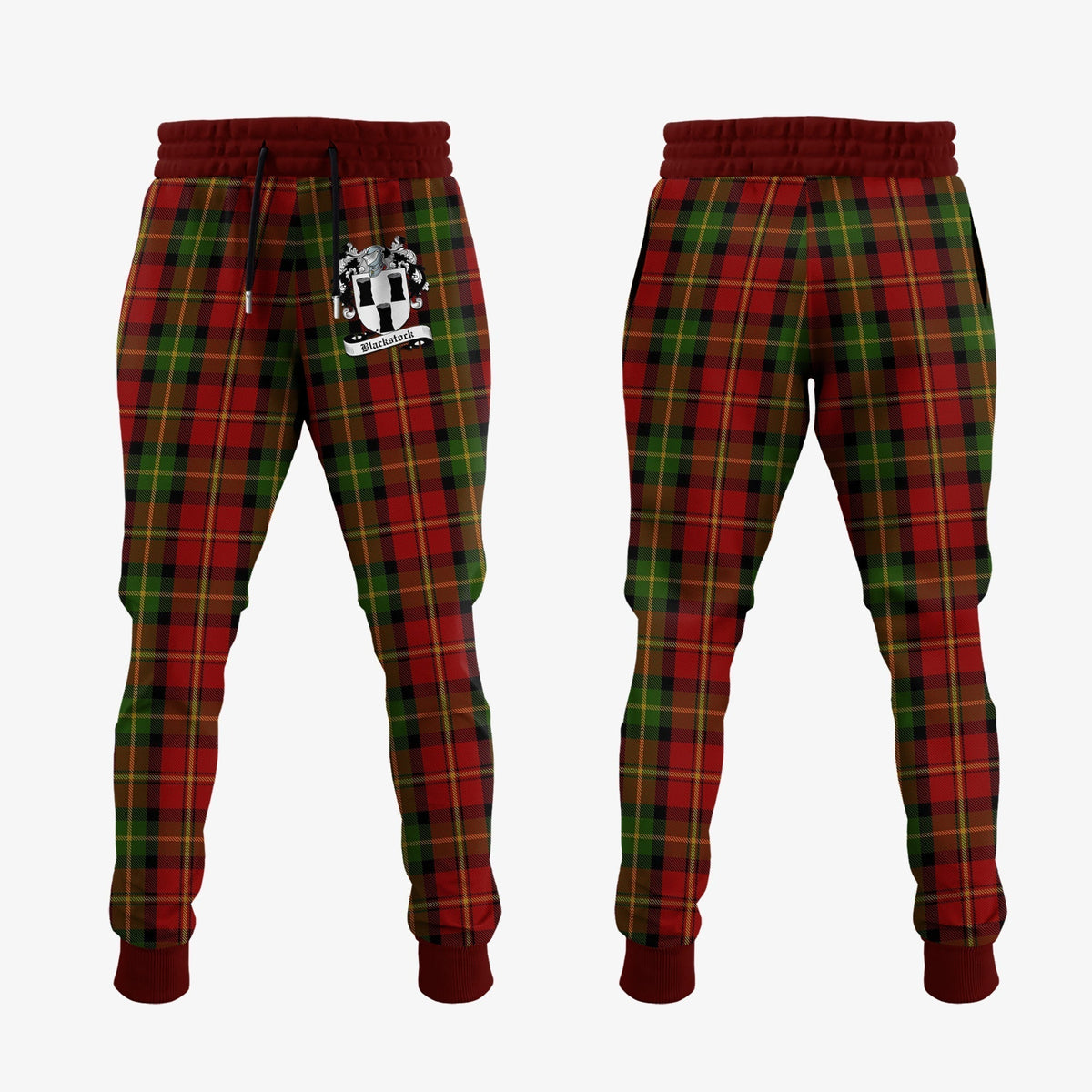 Clan Blackstock Red Dress Tartan Crest Jogger Sweatpants UQ99 Clan Blackstock Tartan Today   