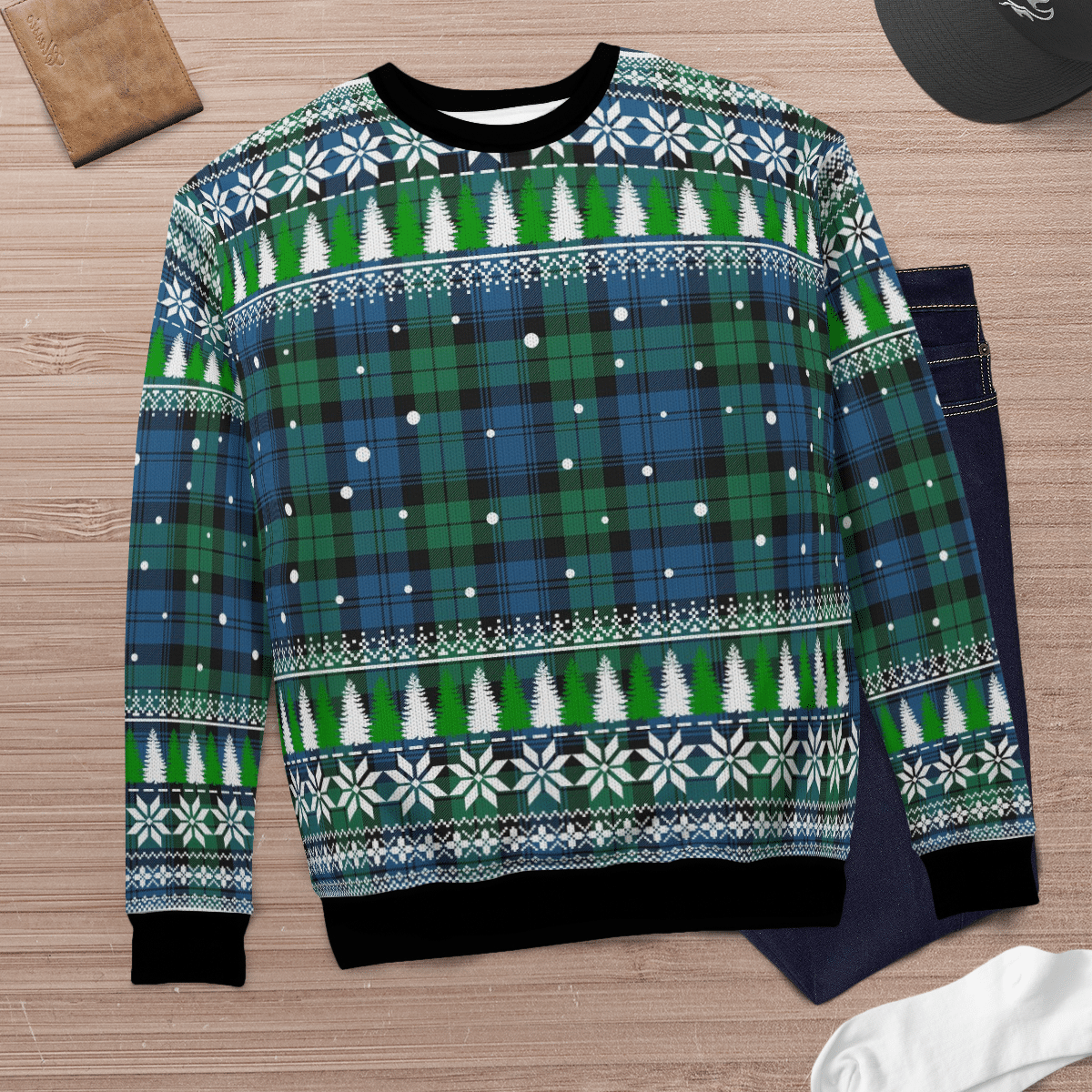 Clan Blackwatch Ancient Tartan Christmas Ugly Sweater RV70 Blackwatch Ancient Tartan Tartan Ugly Sweater   