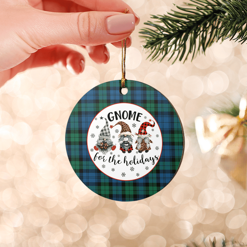 Clan Blackwatch Ancient Tartan Gnome Round Ceramic Ornament TS43 Blackwatch Ancient Tartan Tartan Christmas   