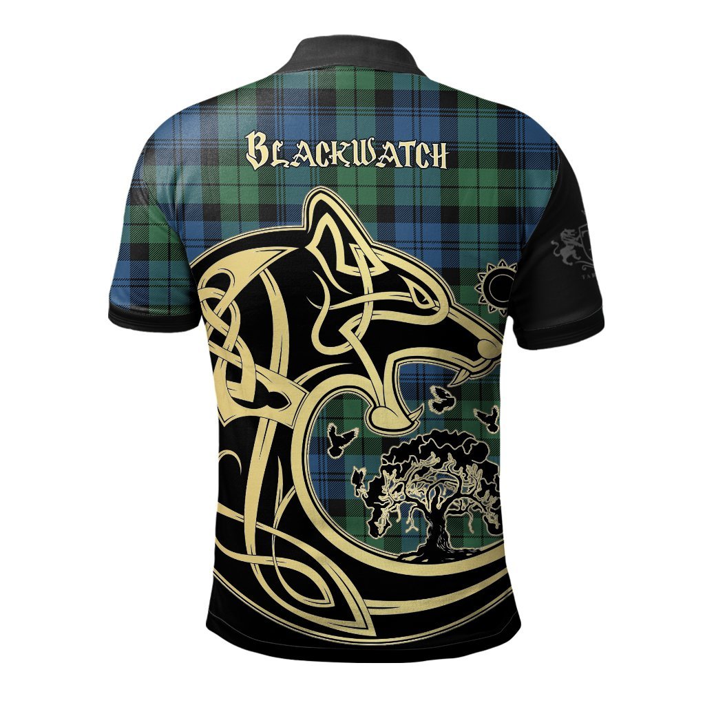 Clan Blackwatch Ancient Tartan Polo Shirt Viking Wolf XX42 Blackwatch Ancient Tartan Tartan Polo   