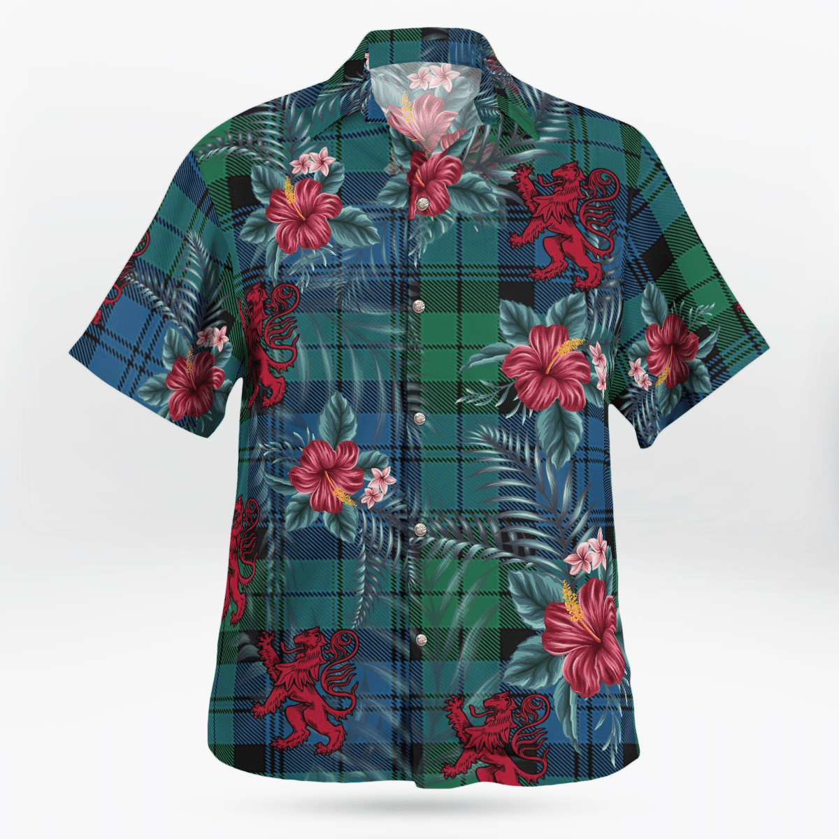 Clan Blackwatch Ancient Tartan Scottish Lion Hawaiian Shirt DM12 Blackwatch Ancient Tartan Tartan Hawaii Shirt   