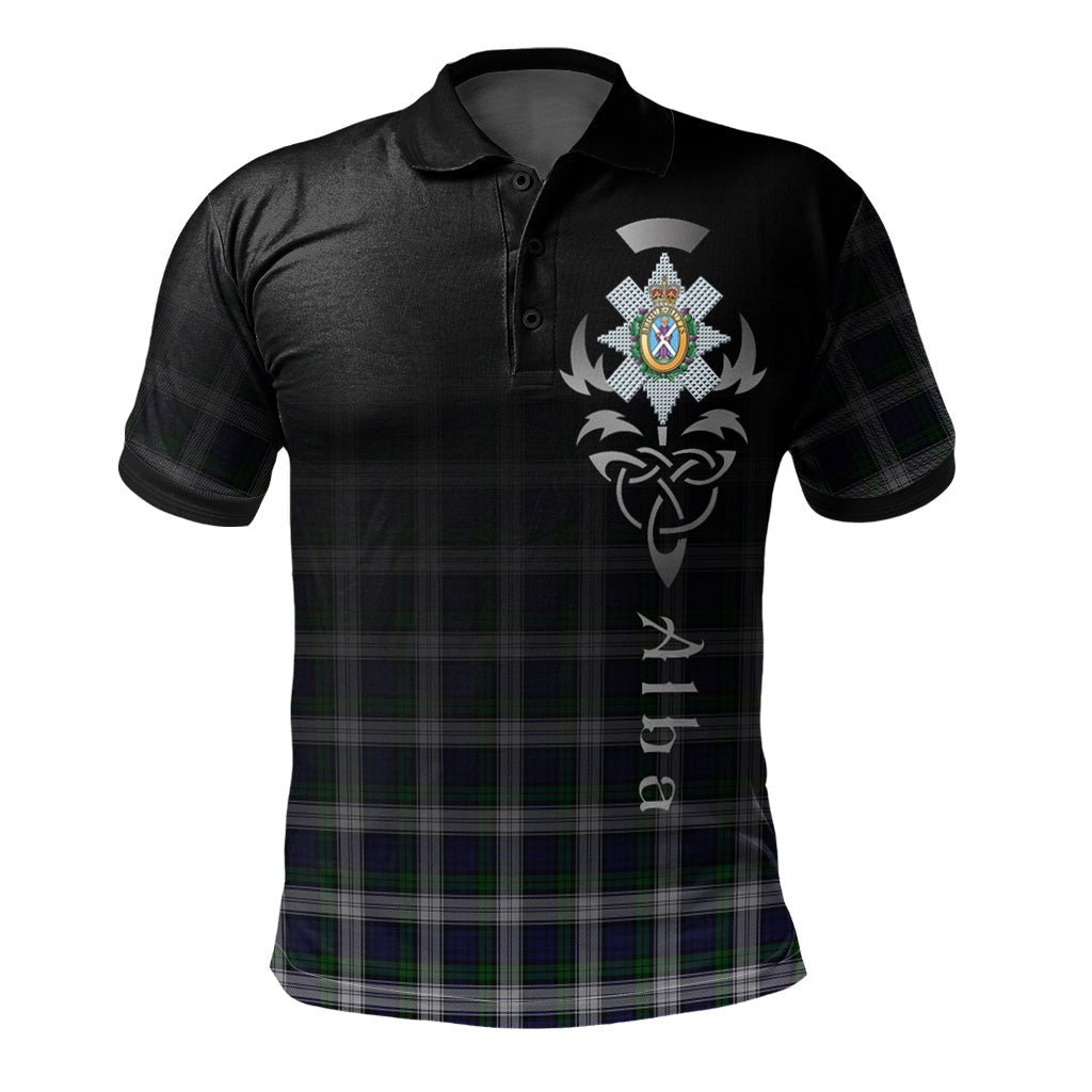 Clan Blackwatch Dress (Asymmetrical) Tartan Polo Shirt - Alba Celtic Style XE28 Blackwatch Dress (Asymmetrical) Tartan Tartan Polo   