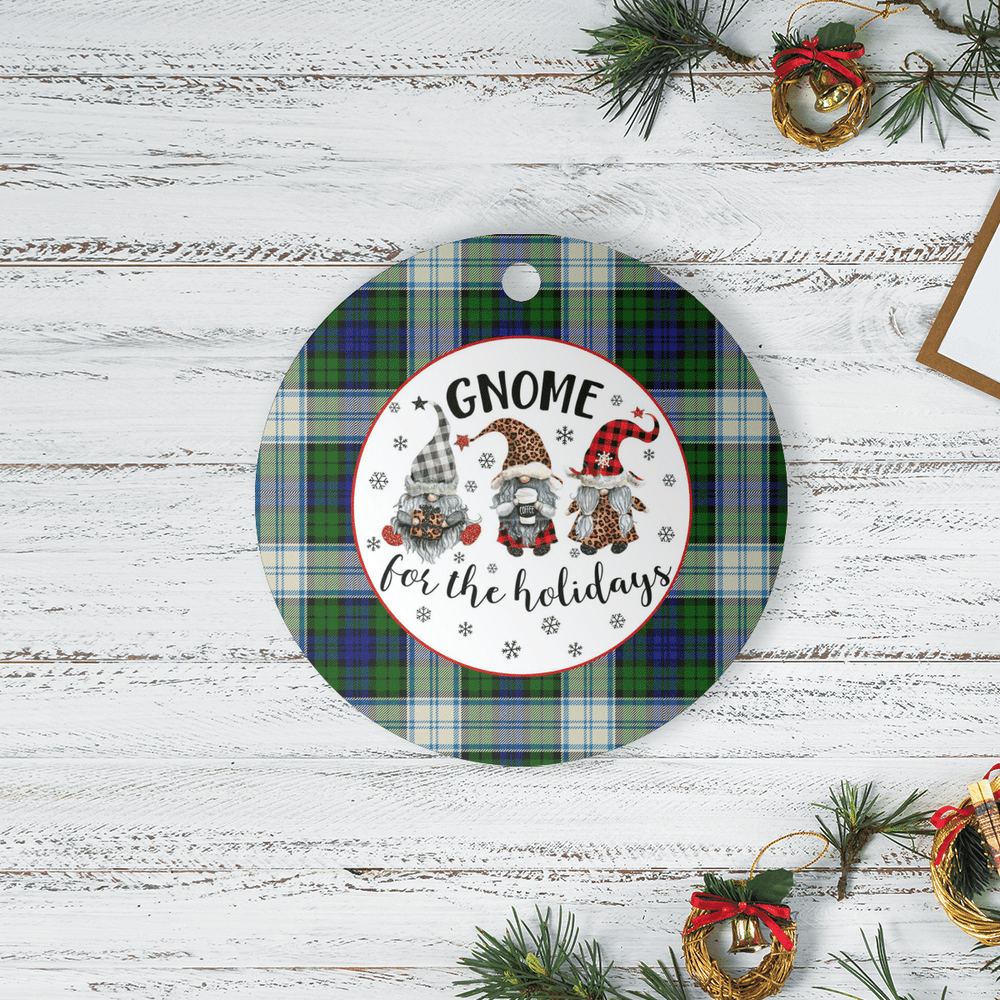 Clan Blackwatch Dress Modern Tartan Gnome Round Ceramic Ornament OH46 Blackwatch Dress Modern Tartan Tartan Christmas   