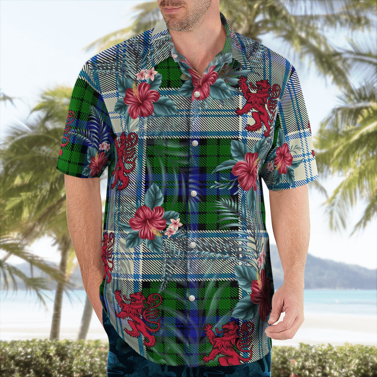 Clan Blackwatch Dress Modern Tartan Scottish Lion Hawaiian Shirt MR69 Blackwatch Dress Modern Tartan Tartan Hawaii Shirt   