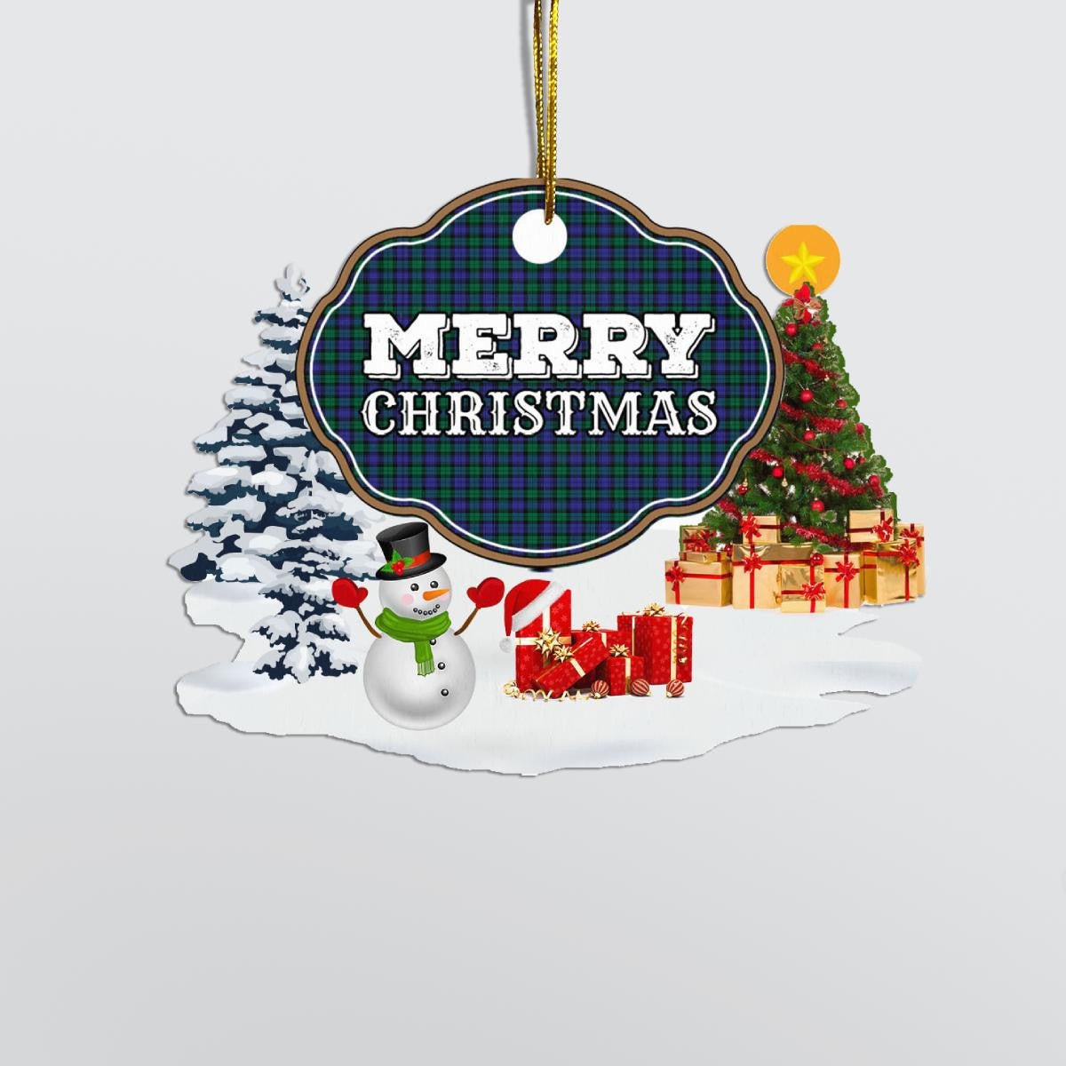Clan Blackwatch Modern "Merry Christmas" Tartan Acrylic Ornament NQ20 Blackwatch Modern Tartan Tartan Christmas   