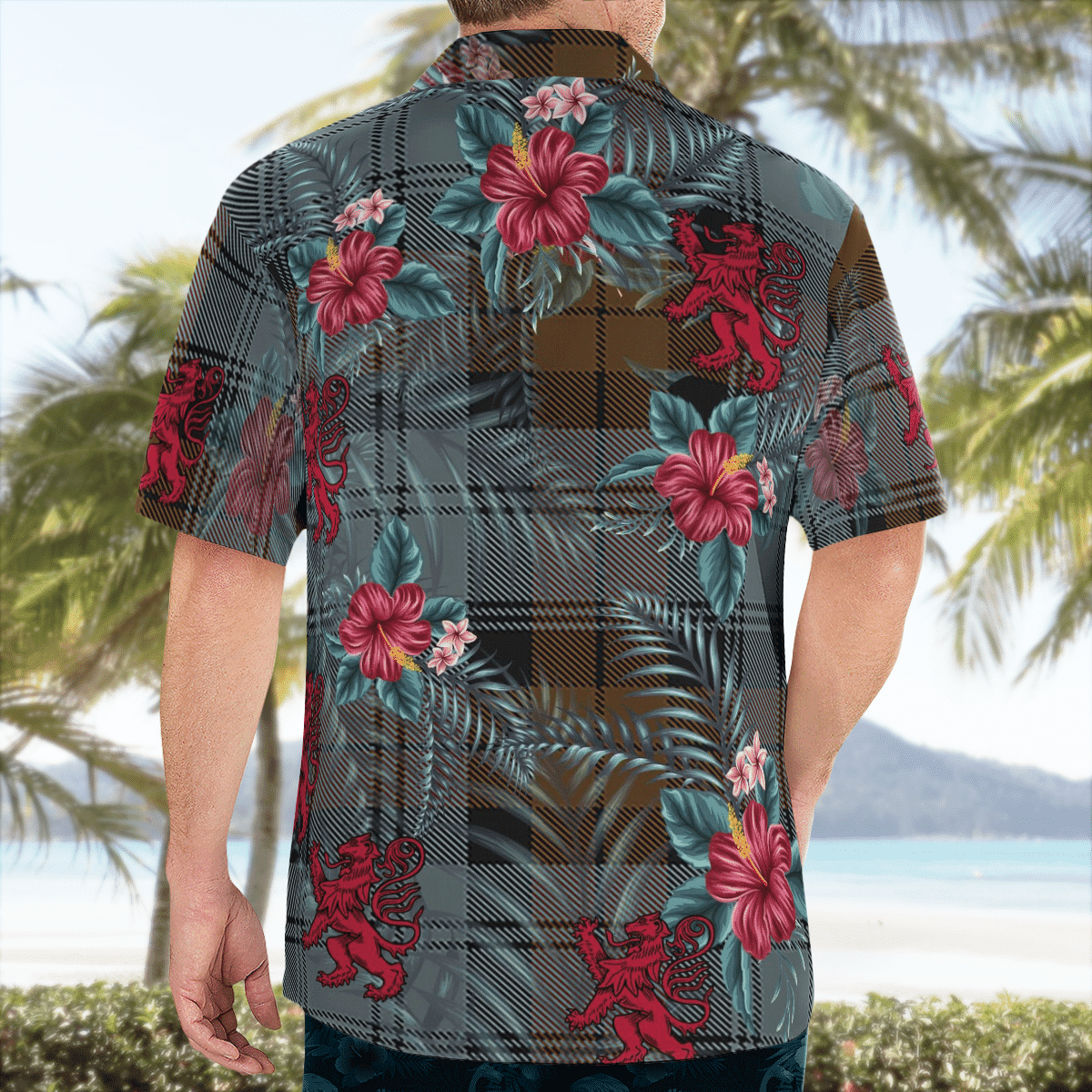 Clan Blackwatch Weathered Tartan Scottish Lion Hawaiian Shirt CP59 Blackwatch Weathered Tartan Tartan Hawaii Shirt   