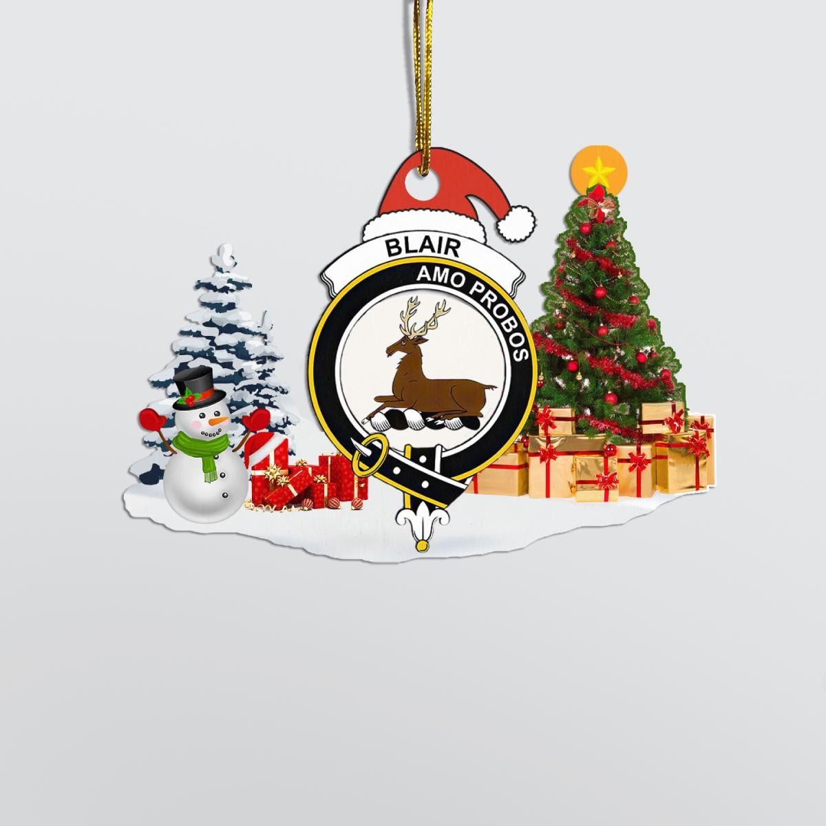 Clan Blair Modern Crest Tartan Acrylic Christmas Ornament AO59 Blair Modern Tartan Tartan Christmas   