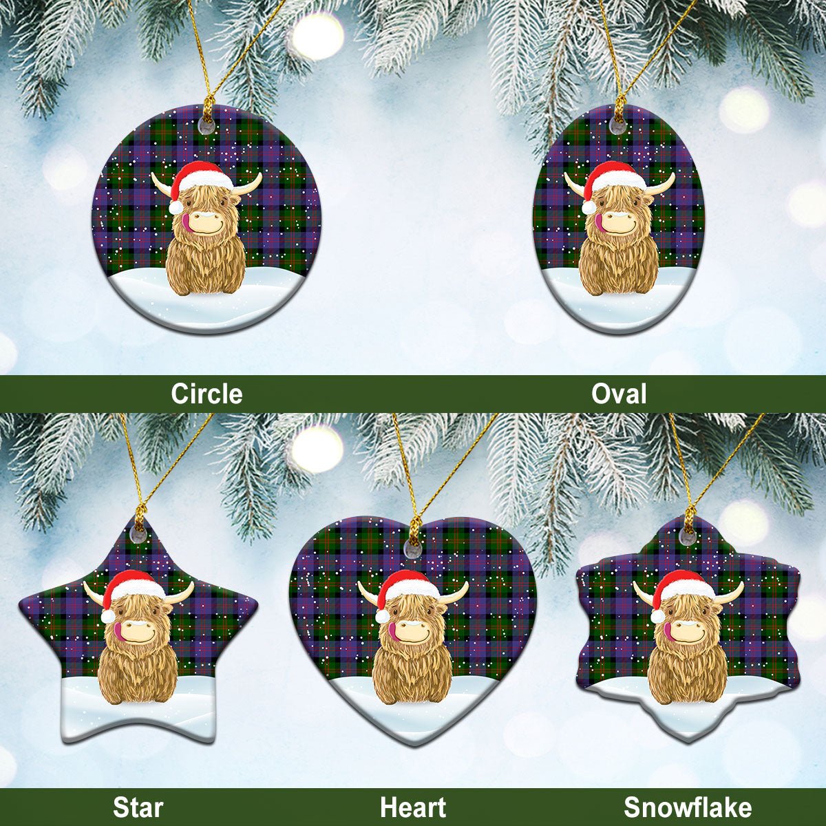 Clan Blair Modern Tartan Christmas Ceramic Ornament Highland Cows Style OJ98 Blair Modern Tartan Tartan Ornament   