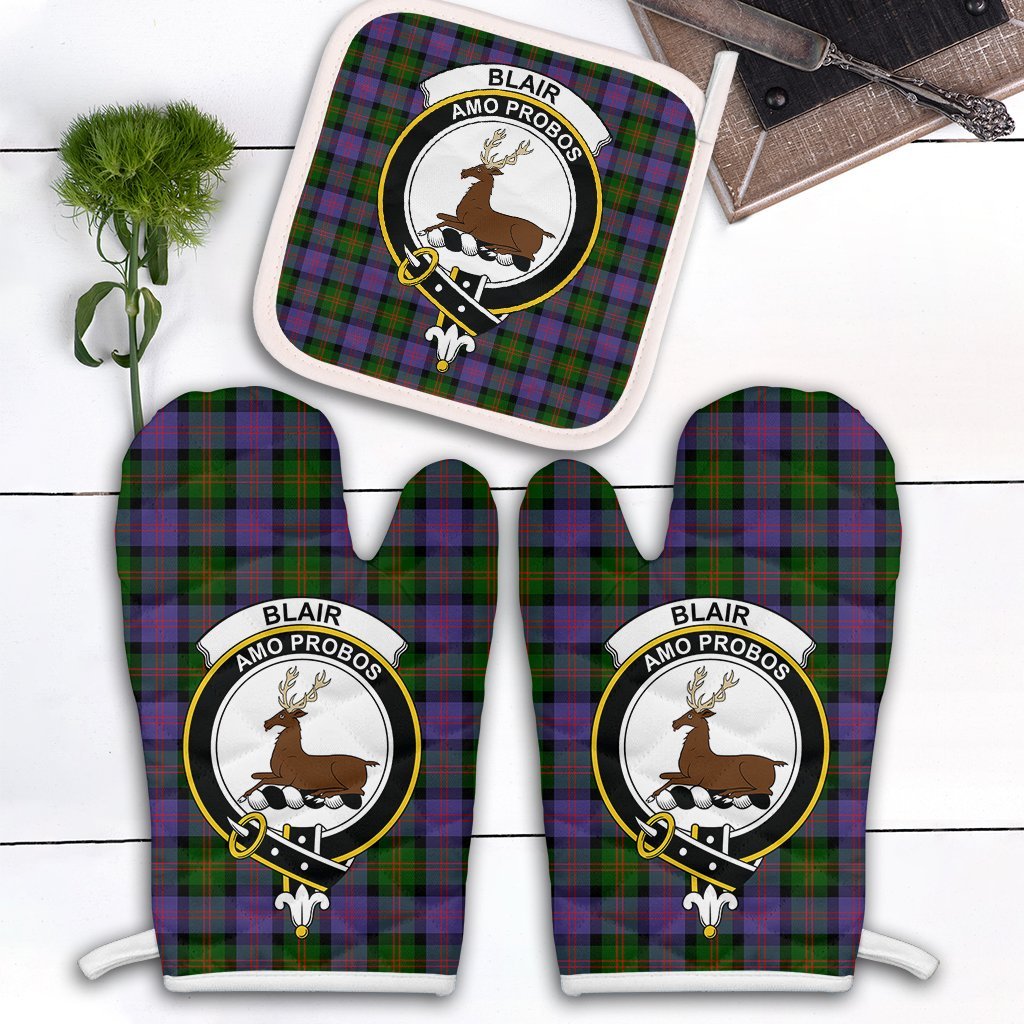 Clan Blair Modern Tartan Crest Oven Mitt And Pot Holder (2 Oven Mitts + 1 Pot Holder) XG19 Clan Blair Tartan Today   