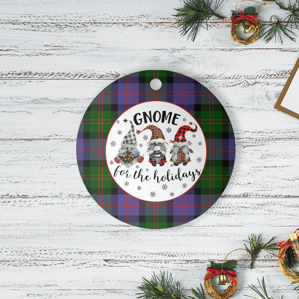 Clan Blair Modern Tartan Gnome Round Ceramic Ornament AZ79 Blair Modern Tartan Tartan Christmas   