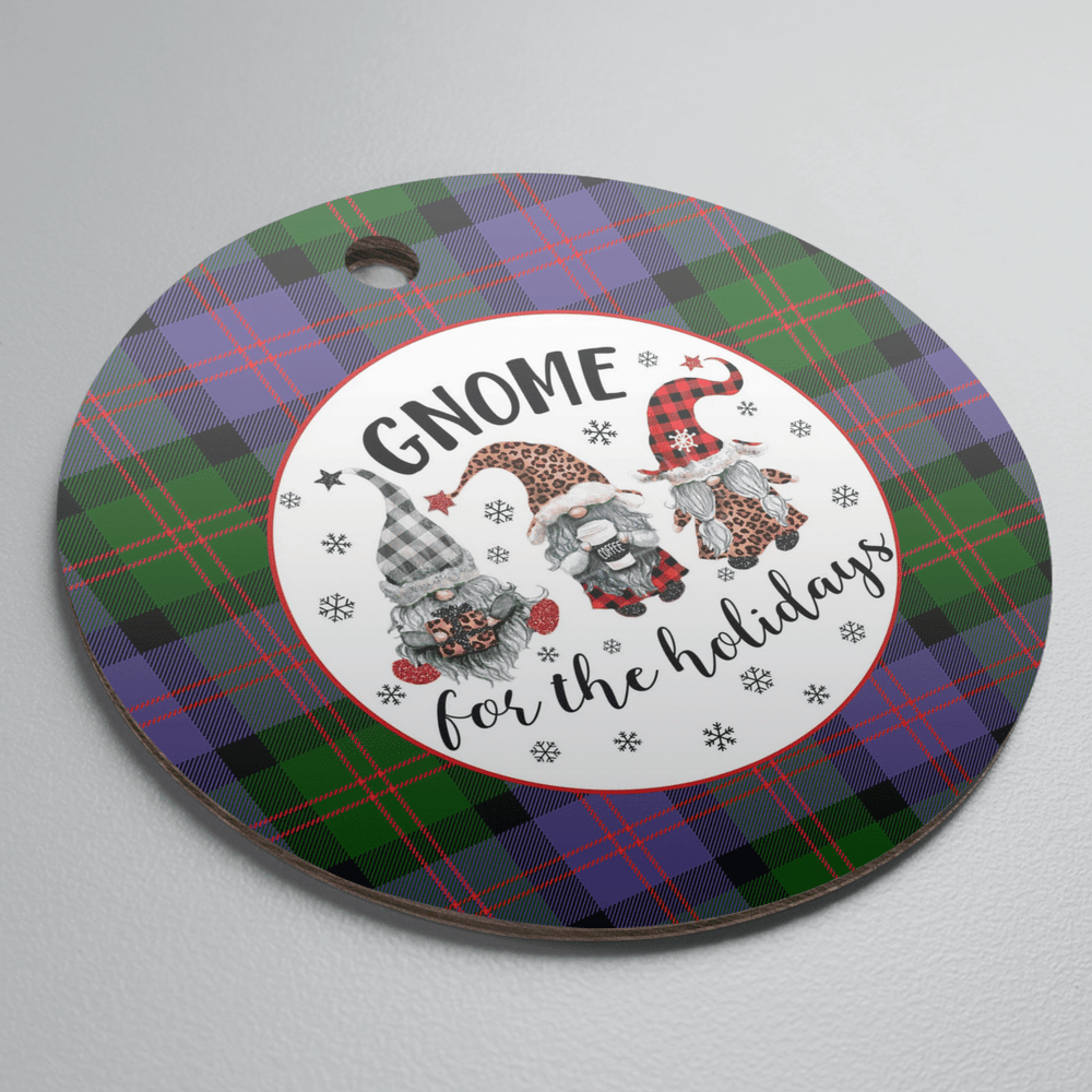 Clan Blair Modern Tartan Gnome Round Ceramic Ornament AZ79 Blair Modern Tartan Tartan Christmas   