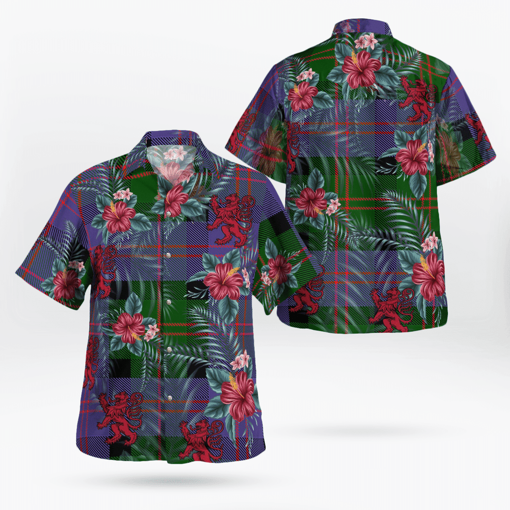Clan Blair Modern Tartan Scottish Lion Hawaiian Shirt PV33 Blair Modern Tartan Tartan Hawaii Shirt   