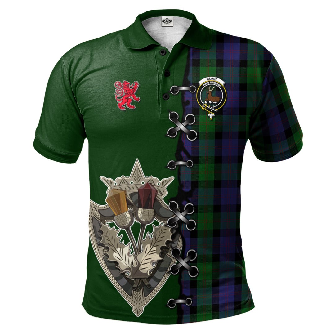 Clan Blair Tartan Polo Shirt - Lion Rampant And Celtic Thistle Style AX93 Blair Tartan Tartan Polo   