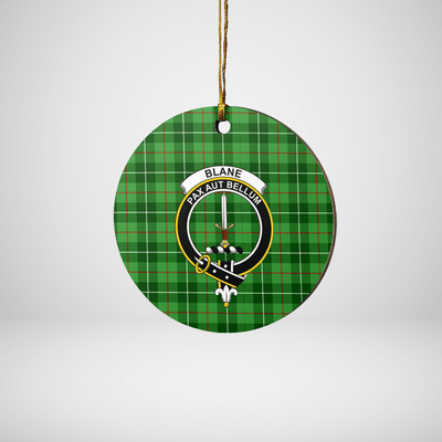 Clan Blane 1 Tartan Crest Round Ceramic Ornament