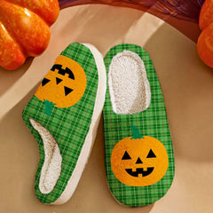Clan Blane 1 Tartan Halloween Pumpkin Slippers, Fluffy Spooky Slippers IP61 Blane 1 Tartan Tartan Halloween   