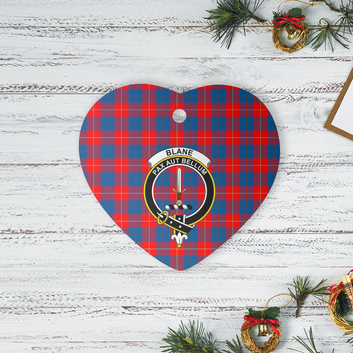 Clan Blane 2 Tartan Crest Heart Ceramic Ornament WQ66 Blane 2 Tartan Tartan Christmas   