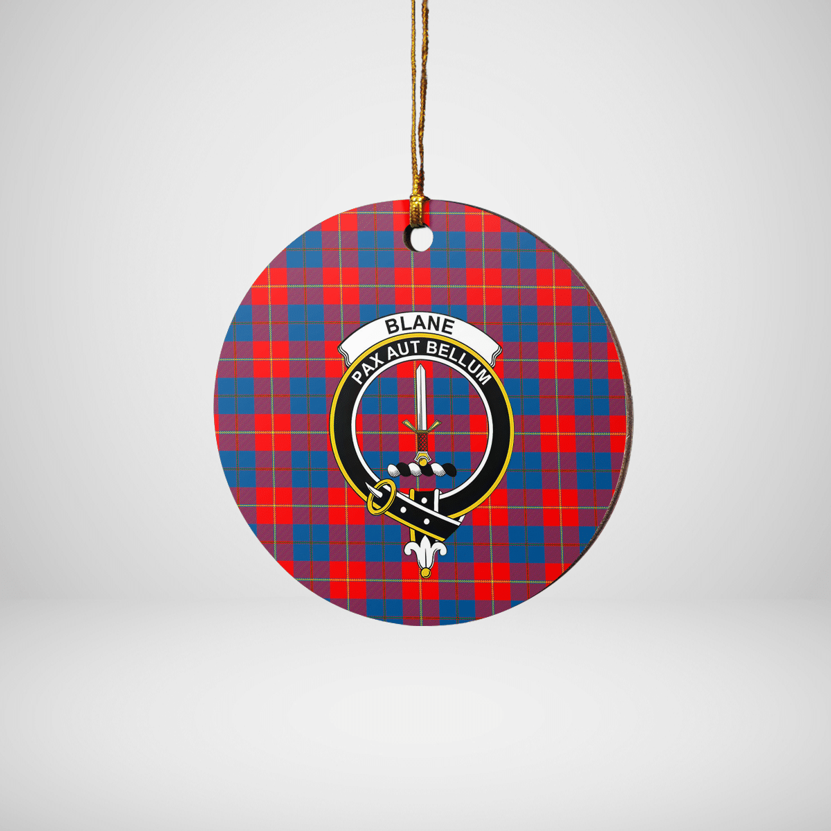 Clan Blane 2 Tartan Crest Round Ceramic Ornament WK59 Blane 2 Tartan Tartan Christmas   