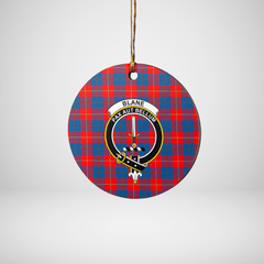 Clan Blane 2 Tartan Crest Round Ceramic Ornament WK59 Blane 2 Tartan Tartan Christmas   