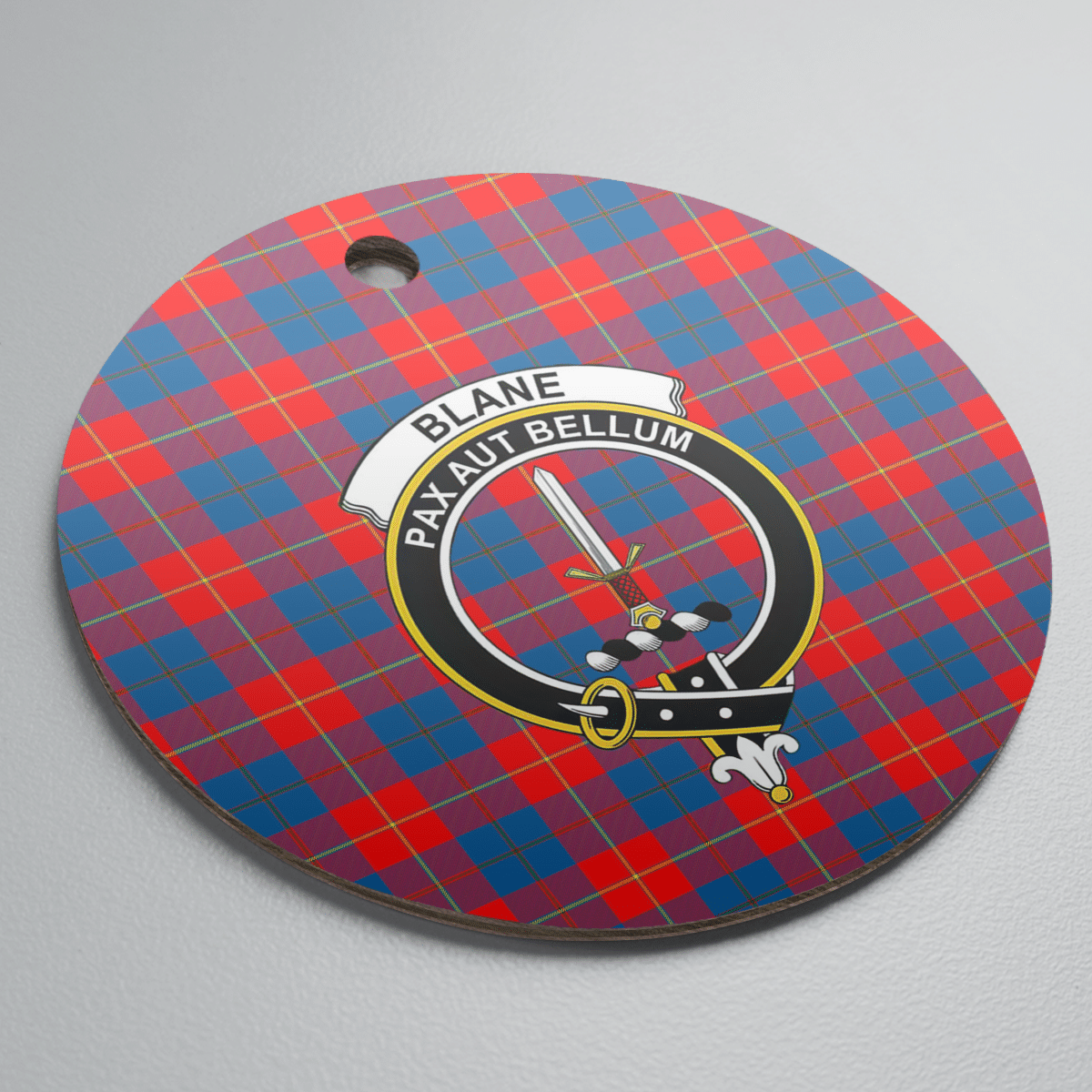 Clan Blane 2 Tartan Crest Round Ceramic Ornament WK59 Blane 2 Tartan Tartan Christmas   
