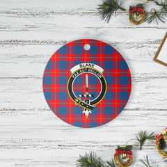 Clan Blane 2 Tartan Crest Round Ceramic Ornament WK59 Blane 2 Tartan Tartan Christmas   
