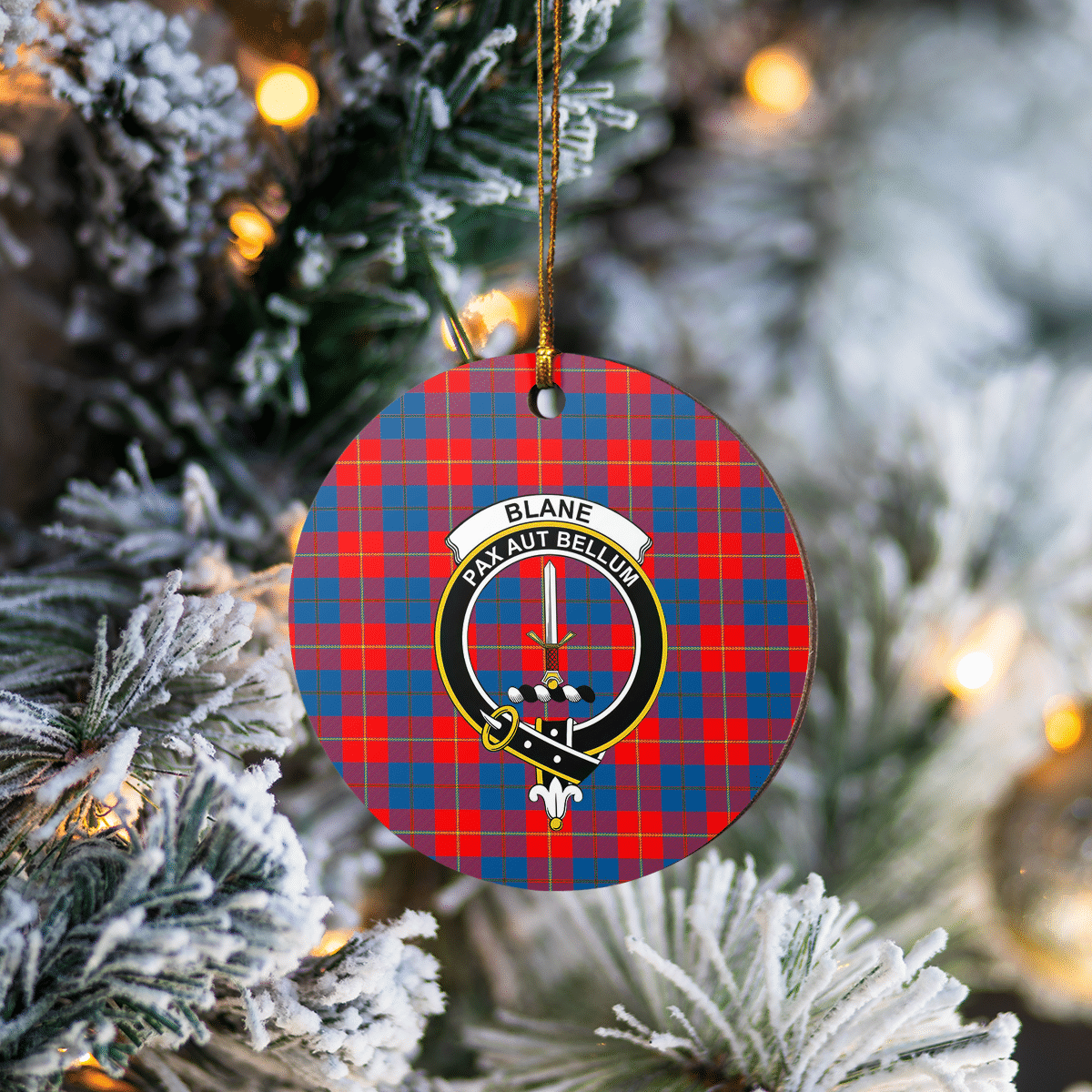 Clan Blane 2 Tartan Crest Round Ceramic Ornament WK59 Blane 2 Tartan Tartan Christmas   