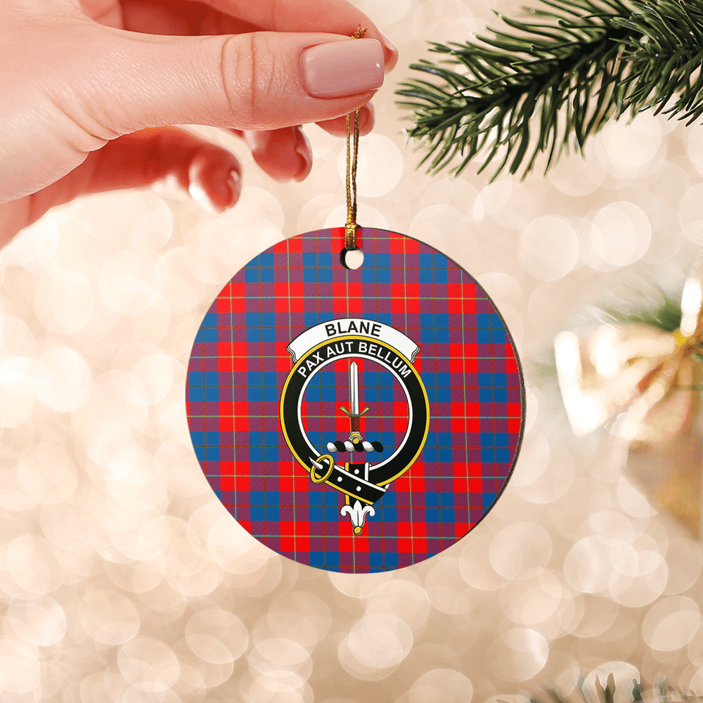 Clan Blane 2 Tartan Crest Round Ceramic Ornament WK59 Blane 2 Tartan Tartan Christmas   