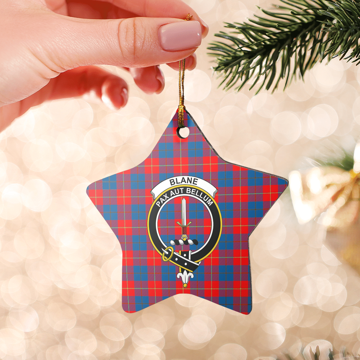 Clan Blane 2 Tartan Crest Star Ceramic Ornament UU74 Blane 2 Tartan Tartan Christmas   