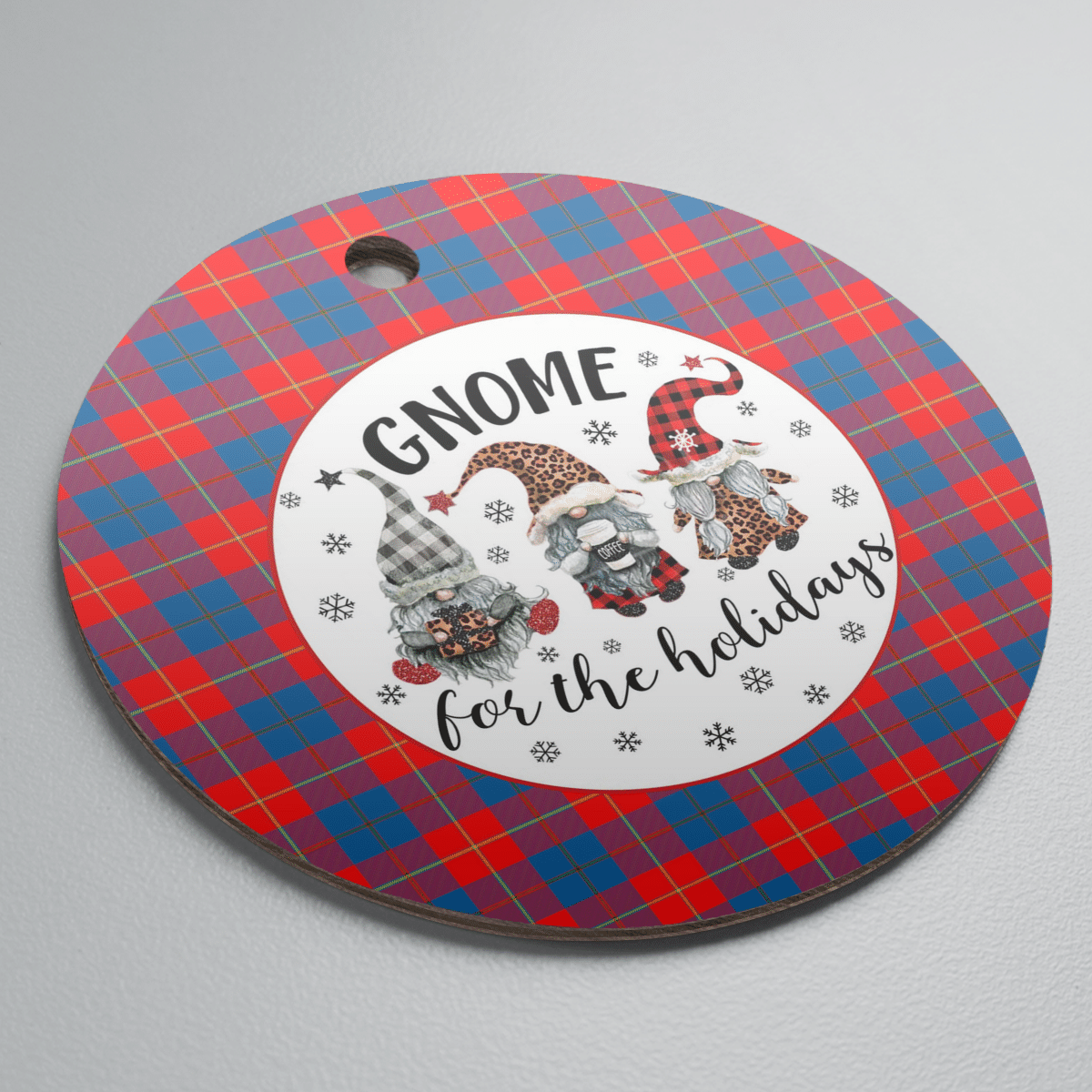 Clan Blane 2 Tartan Gnome Round Ceramic Ornament NG21 Blane 2 Tartan Tartan Christmas   