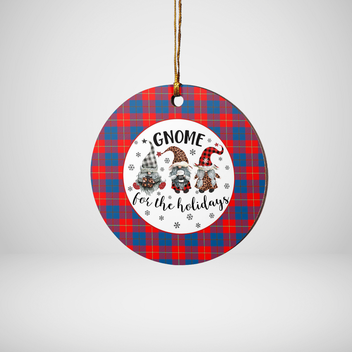 Clan Blane 2 Tartan Gnome Round Ceramic Ornament NG21 Blane 2 Tartan Tartan Christmas   
