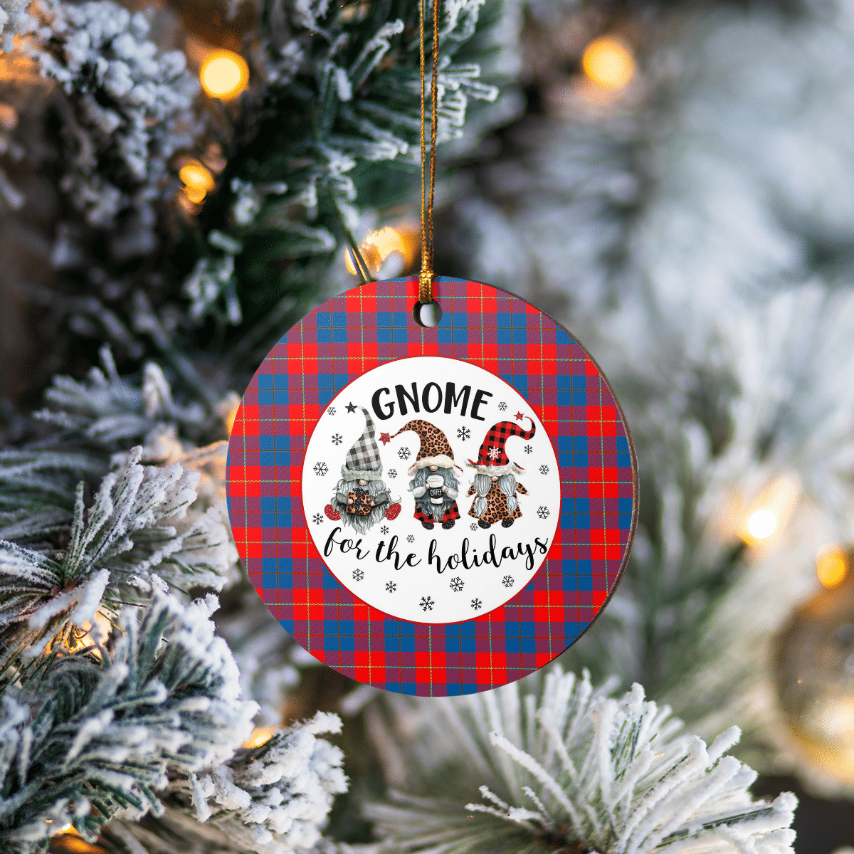 Clan Blane 2 Tartan Gnome Round Ceramic Ornament NG21 Blane 2 Tartan Tartan Christmas   