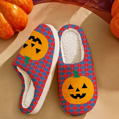 Clan Blane 2 Tartan Halloween Pumpkin Slippers, Fluffy Spooky Slippers VH60 Blane 2 Tartan Tartan Halloween   