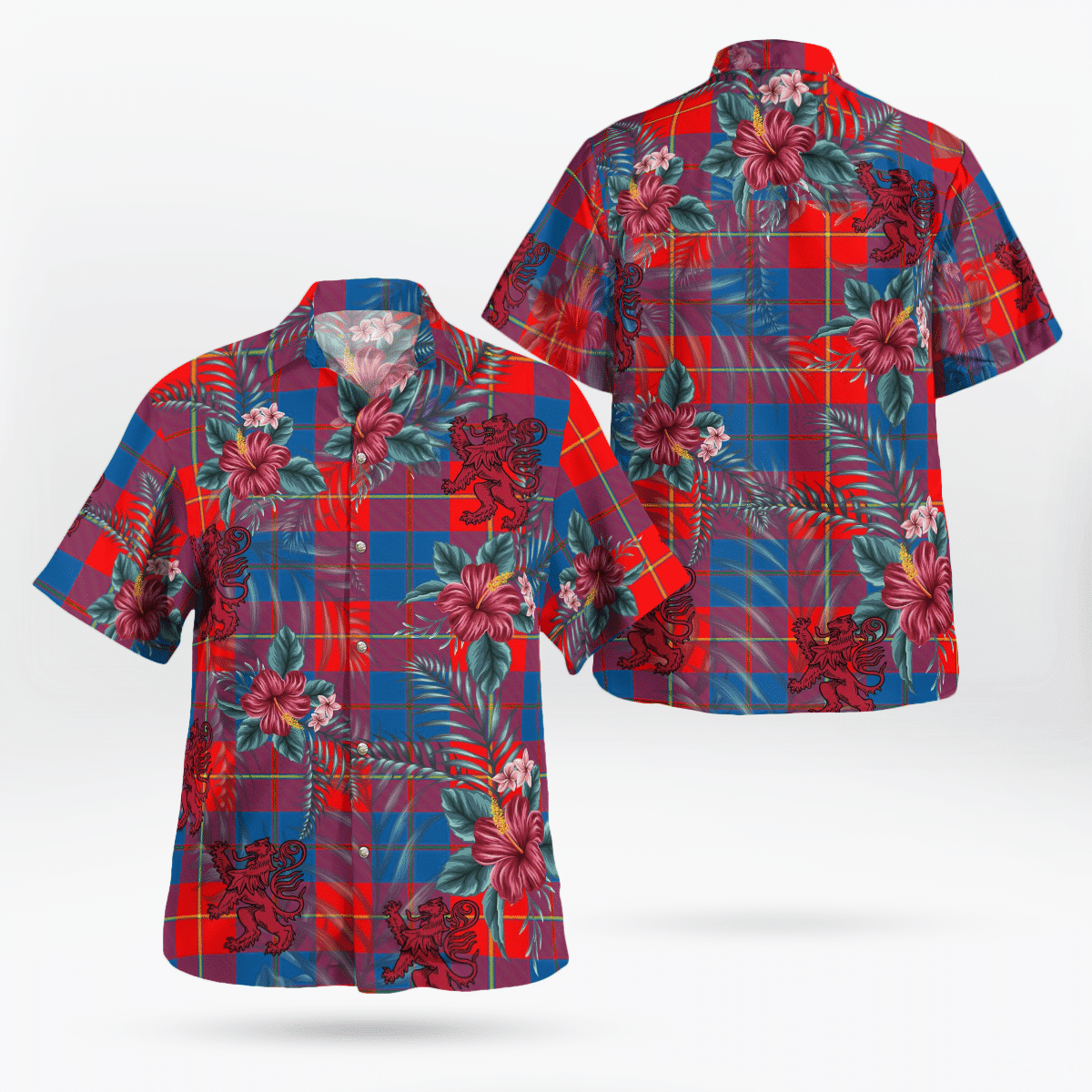 Clan Blane 2 Tartan Scottish Lion Hawaiian Shirt FG43 Blane 2 Tartan Tartan Hawaii Shirt   