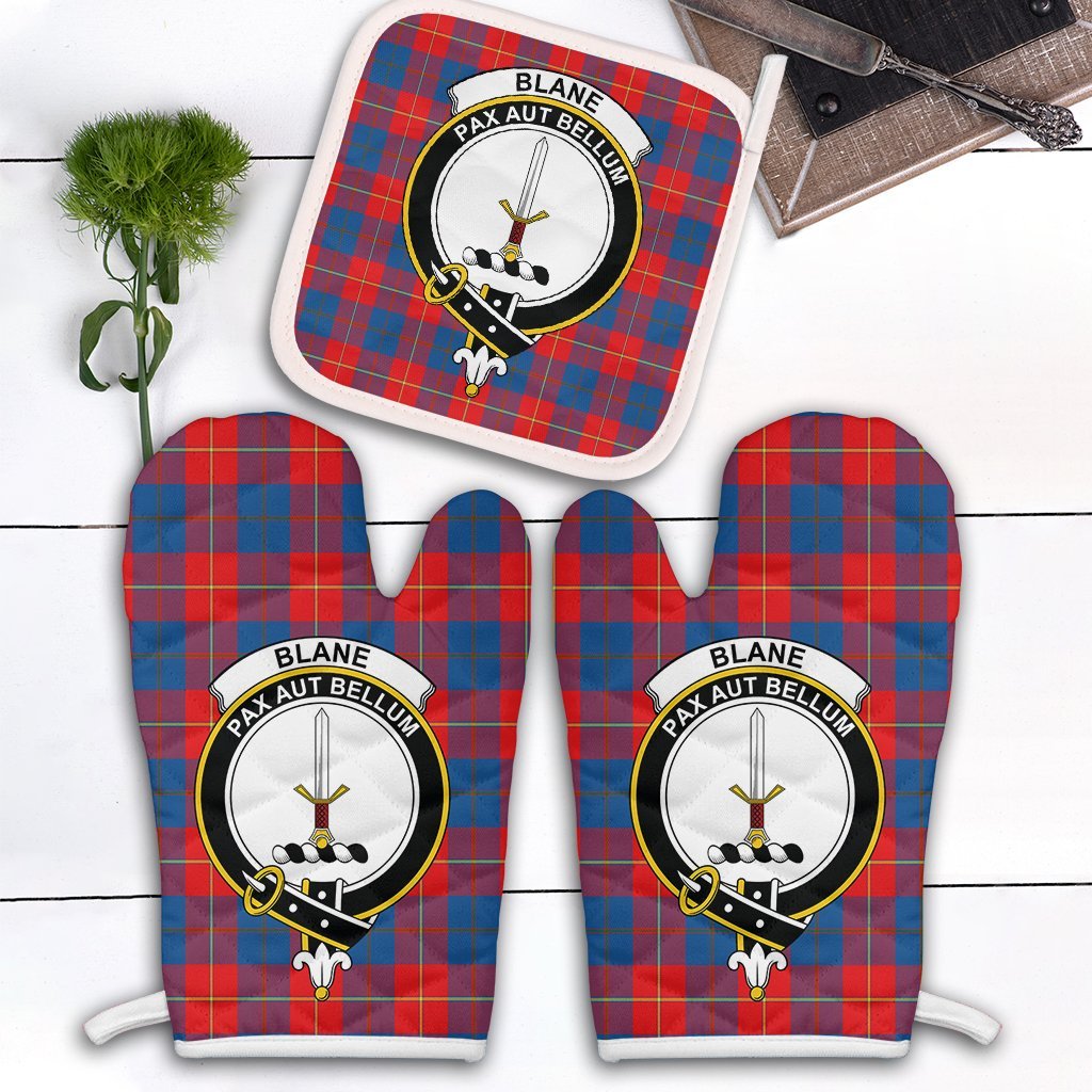 Clan Blane Tartan Crest Oven Mitt And Pot Holder (2 Oven Mitts + 1 Pot Holder) KR86 Clan Blane Tartan Today   