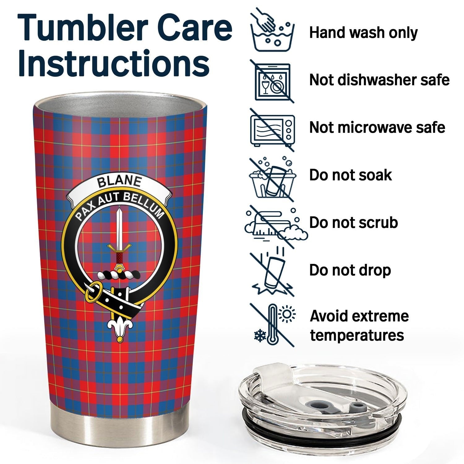 Clan Blane Tartan Crest Tumbler MR41 Clan Blane Tartan Today   