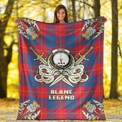 Clan Blane Tartan Gold Courage Symbol Blanket ZO46 Clan Blane Tartan Today   