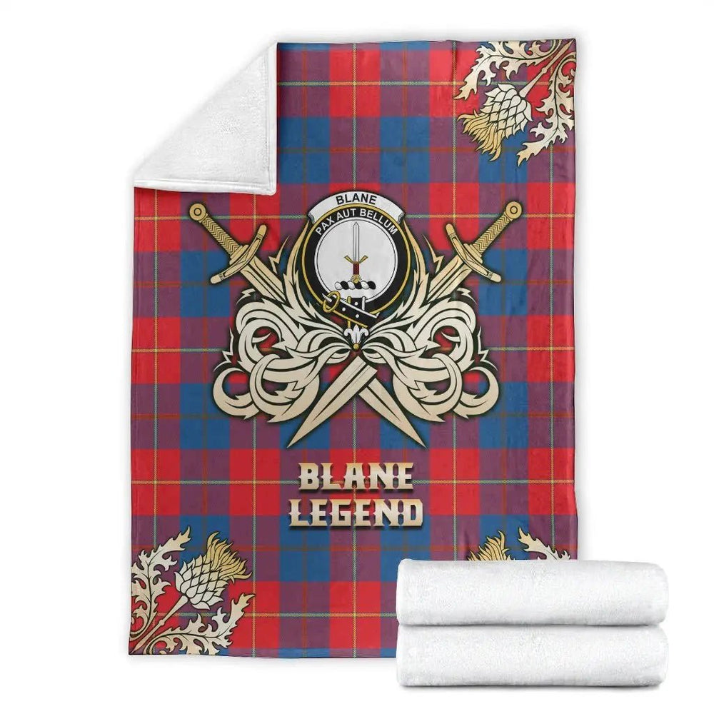 Clan Blane Tartan Gold Courage Symbol Blanket ZO46 Clan Blane Tartan Today   