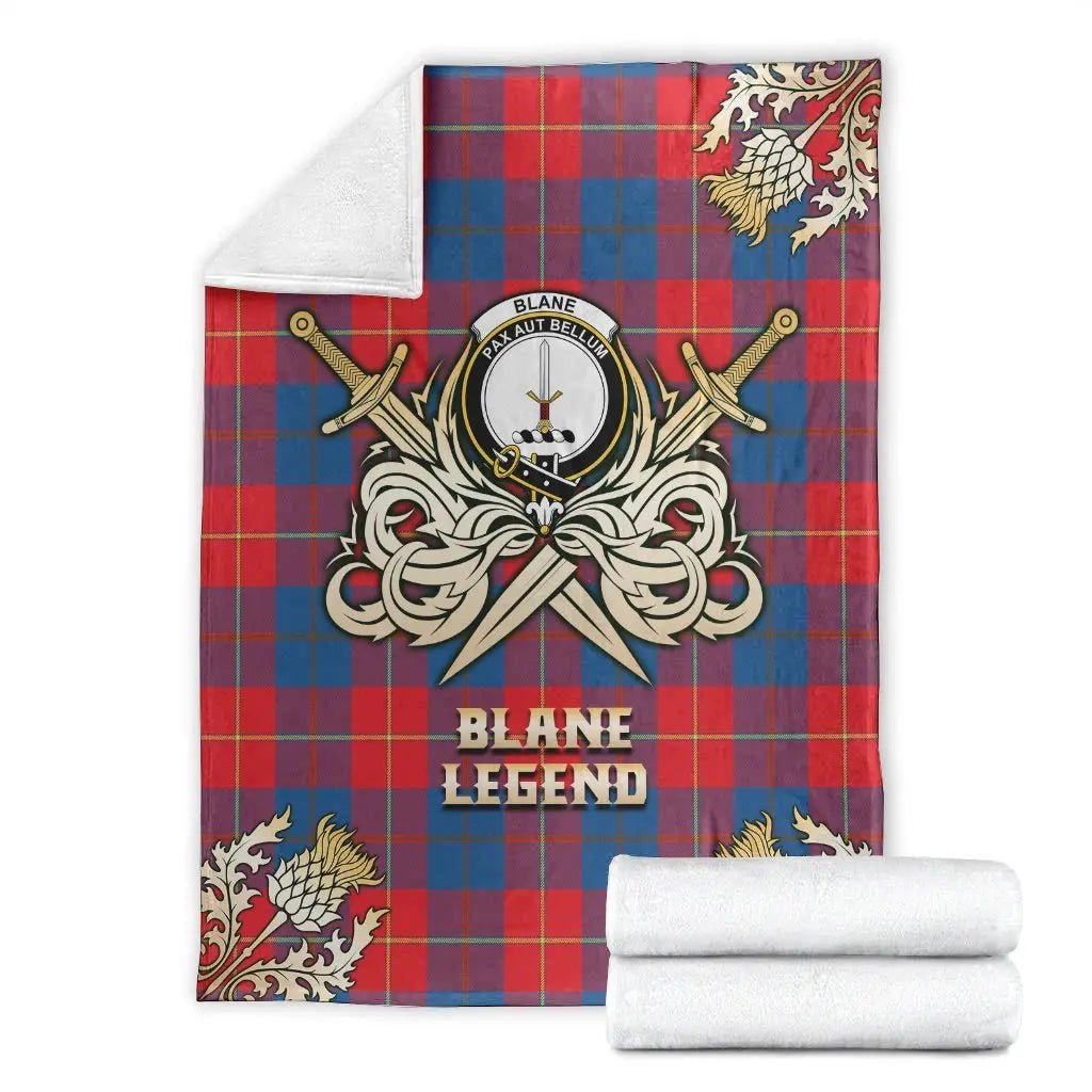 Clan Blane Tartan Gold Courage Symbol Blanket ZO46 Clan Blane Tartan Today   