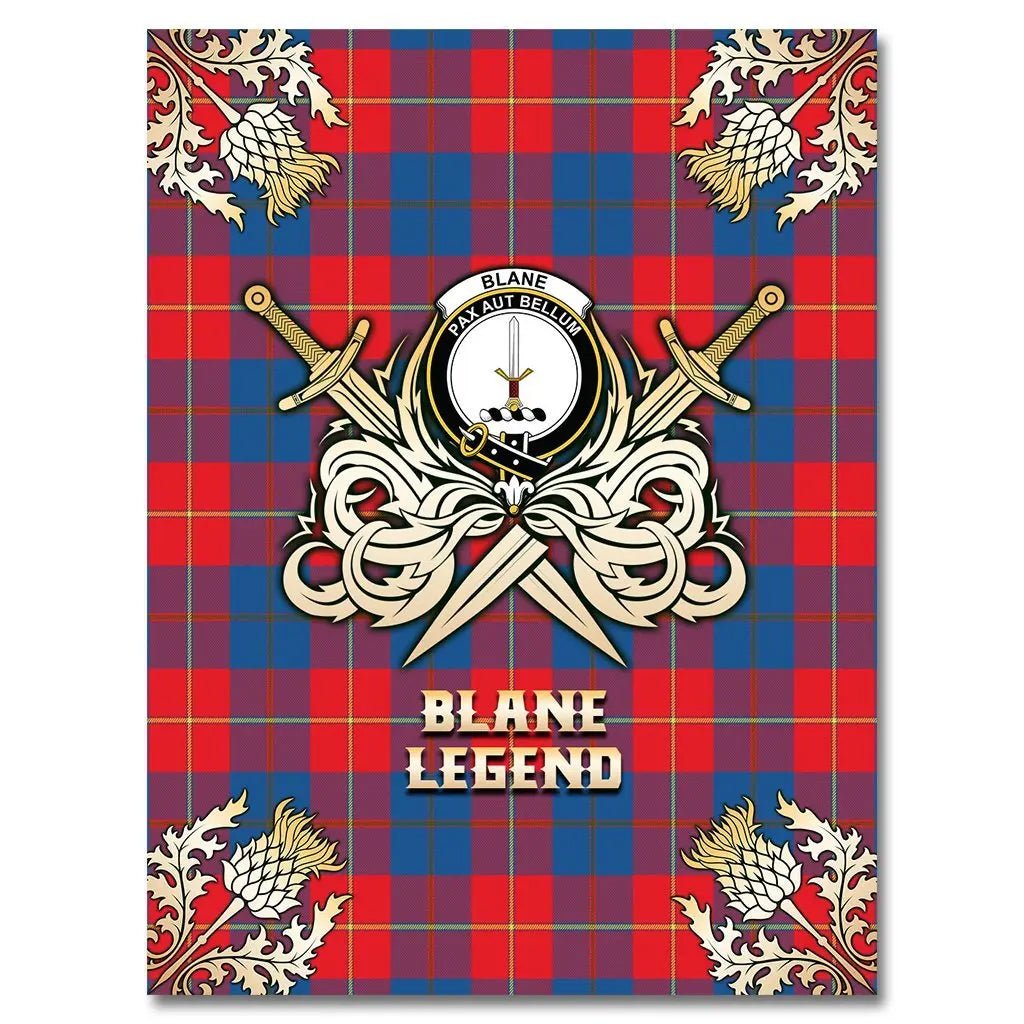 Clan Blane Tartan Gold Courage Symbol Blanket ZO46 Clan Blane Tartan Today   