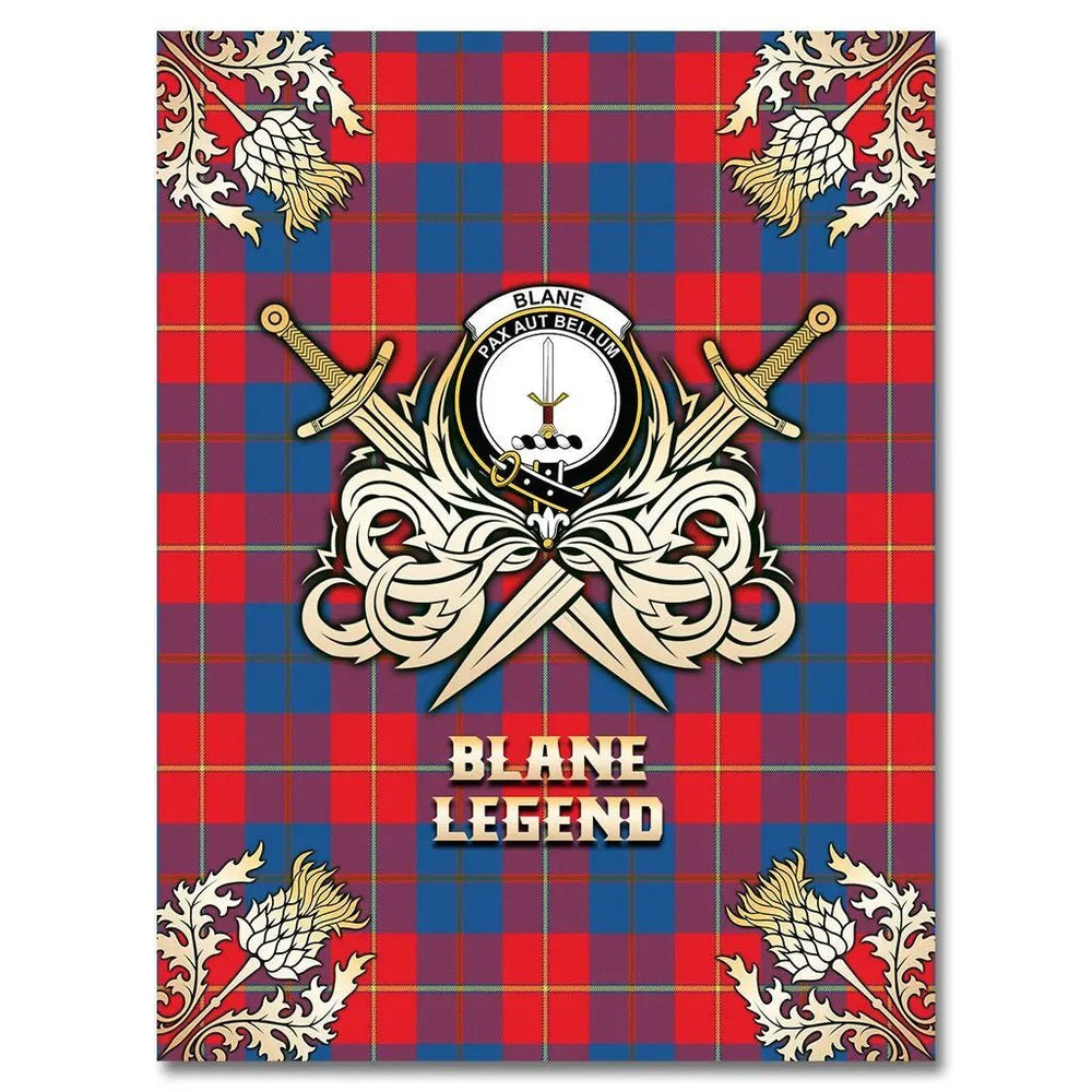 Clan Blane Tartan Gold Courage Symbol Blanket ZO46 Clan Blane Tartan Today   