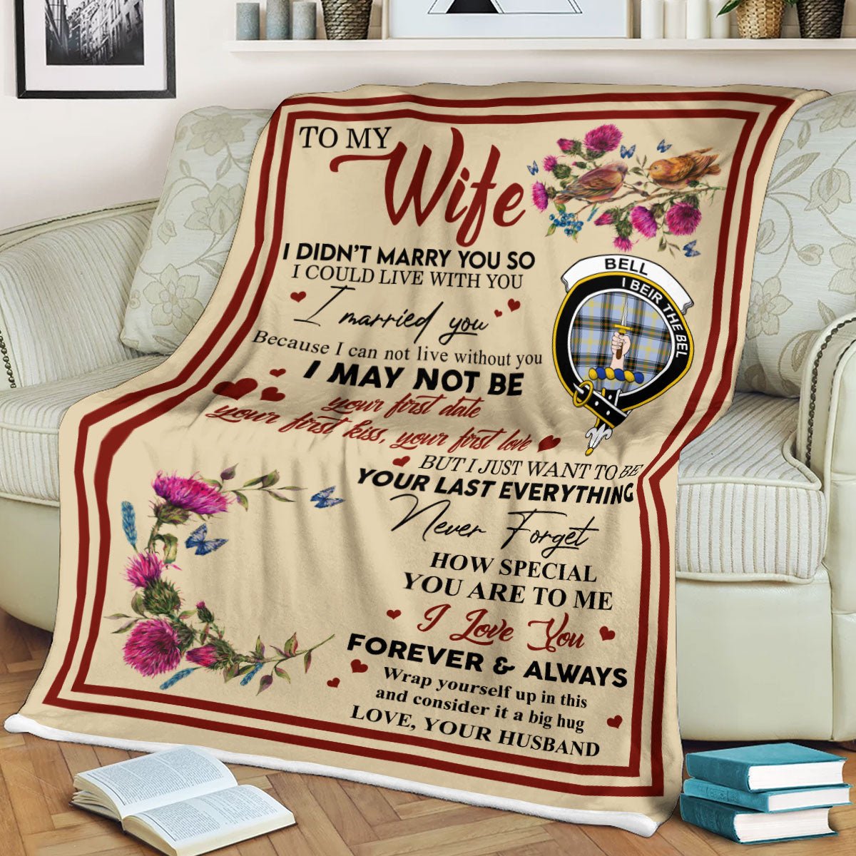 Clan Blanket Bell Tartan Crest Blanket To My Wife Style , Gift From Scottish Husband NO92 Clan Scott Tartan Today   