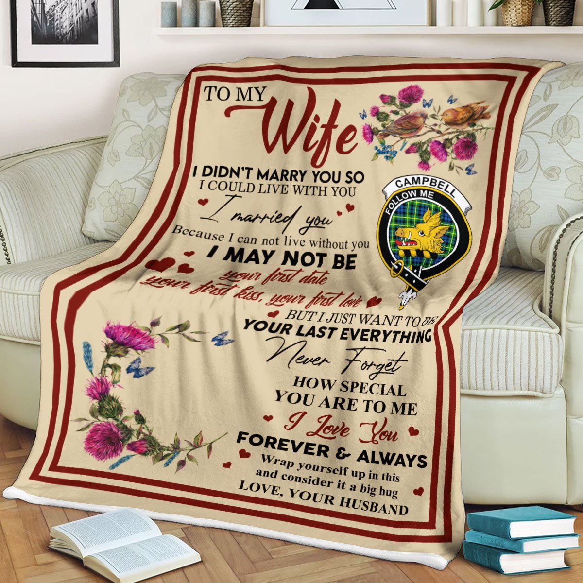 Clan Blanket Campbell of Breadalbane Tartan Crest Blanket To My Wife Style , Gift From Scottish Husband BP11 Clan Scott Tartan Today   