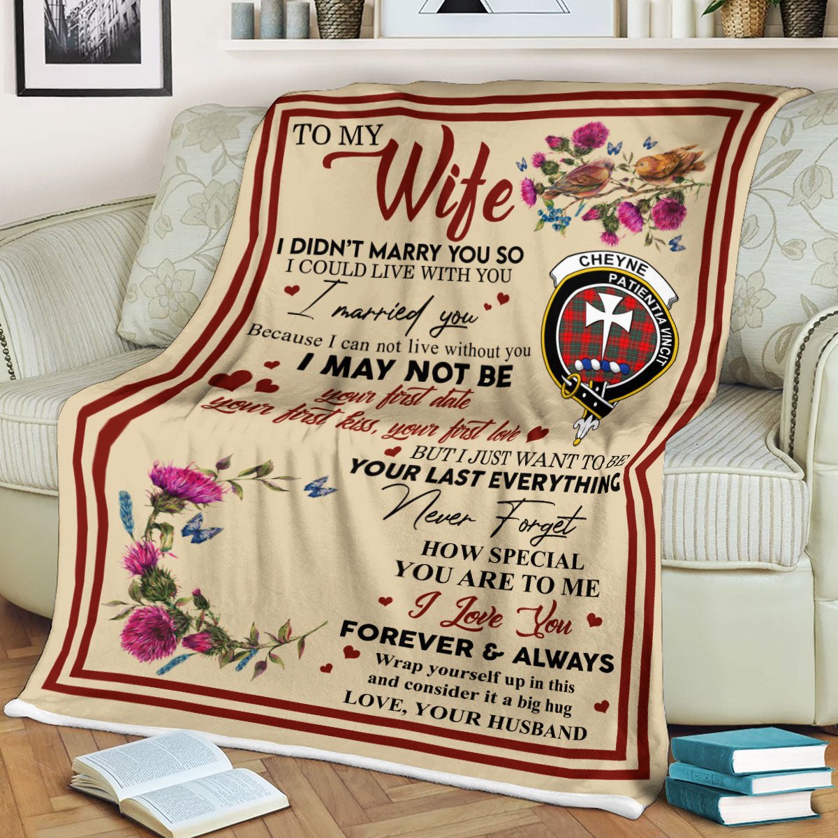 Clan Blanket Cheyne Tartan Crest Blanket To My Wife Style , Gift From Scottish Husband FF69 Clan Scott Tartan Today   