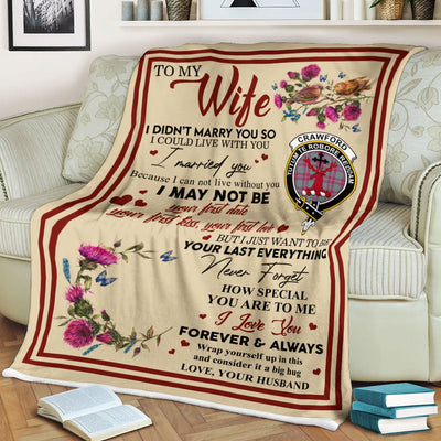 Clan Blanket Crawford Tartan Crest Blanket To My Wife Style , Gift From Scottish Husband