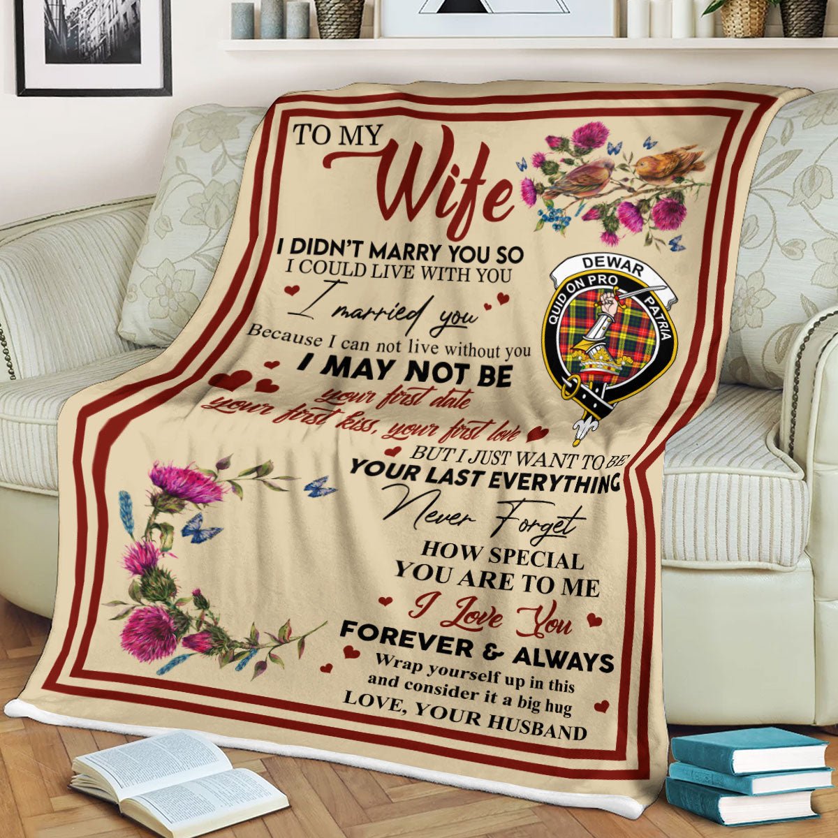 Clan Blanket Dewar Tartan Crest Blanket To My Wife Style , Gift From Scottish Husband ET13 Clan Scott Tartan Today   