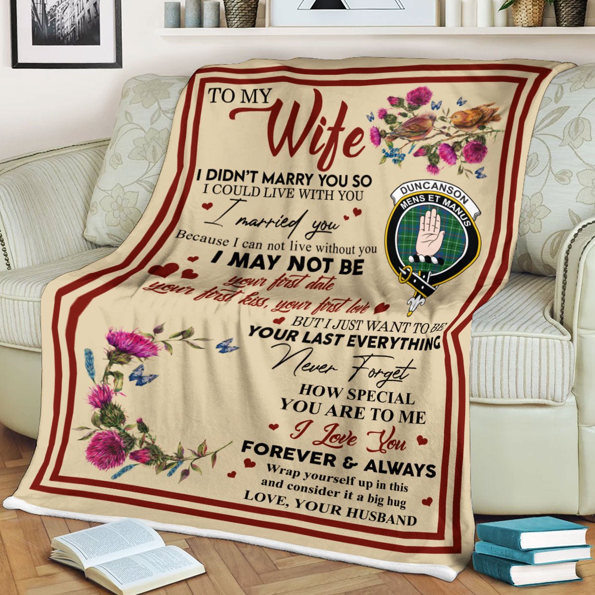 Clan Blanket Duncanson Tartan Crest Blanket To My Wife Style , Gift From Scottish Husband PO53 Clan Scott Tartan Today   