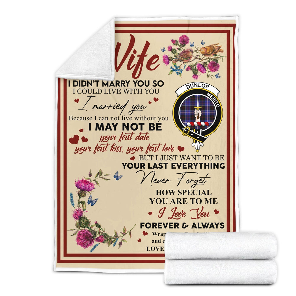 Clan Blanket Dunlop Tartan Crest Blanket To My Wife Style , Gift From Scottish Husband XS92 Clan Scott Tartan Today   
