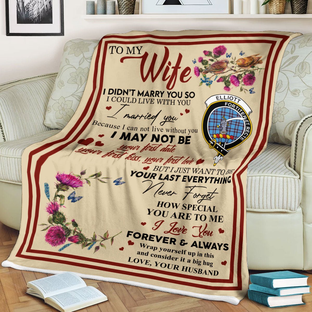 Clan Blanket Elliott Tartan Crest Blanket To My Wife Style , Gift From Scottish Husband XJ25 Clan Scott Tartan Today   
